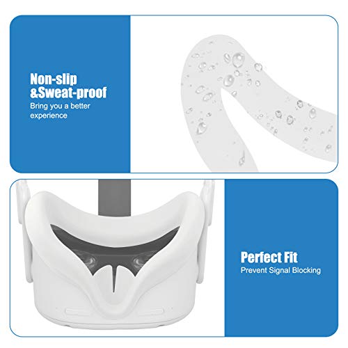 Cubierta Facial de Silicona VR para Auriculares Oculus Quest 2 VR Reemplazo Impermeable a Prueba de Sudor Almohadillas Faciales Accesorios de Oculus Quest 2 (Gris)