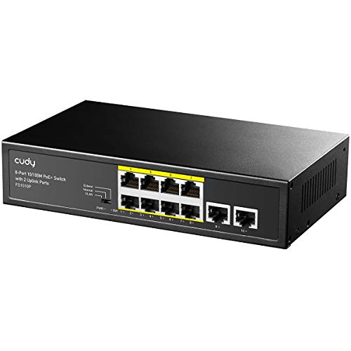 Cudy FS1010P Switch PoE+ 10 Puertos Ethernet 10/100 Mbps,120 W, 8 Puertos PoE+, Modo CCTV/VLAN, 802.3af/at, Unmanaged Plug & Play