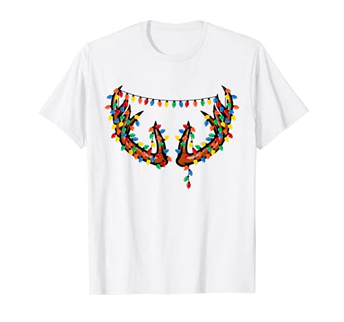 Cuerno de ciervo iluminación navideña Alce Roe Deer Hunter a juego Camiseta