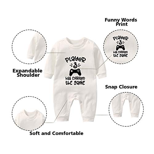 Culbutomind Pelele para recién nacidos y niñas, 3 Play4 Has Entered The Game - Mono para bebé Blanco Juego Player3 Play4 Blanco 12 meses