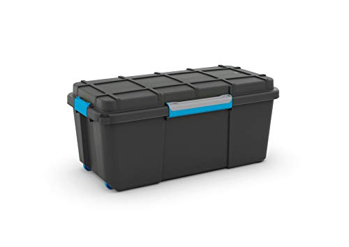 Curver 241508 - Caja de almacenaje plástico, Scuba Box, color negro y azul, XL, 110 l