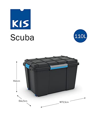 Curver 241508 - Caja de almacenaje plástico, Scuba Box, color negro y azul, XL, 110 l