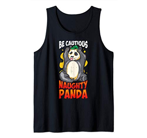 Cute & Funny Be Cautious Naughty Panda Baby Panda Bear Camiseta sin Mangas