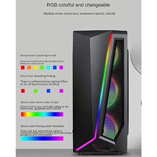 CuteLife Caja de Ordenador ATX Fanático De La Caja del Equipo Frente Refrigerado por Agua E/S Usb3.0 Penetración Lateral Templada Completa Ordenador Personal Caso para Estación de Trabajo para Juegos