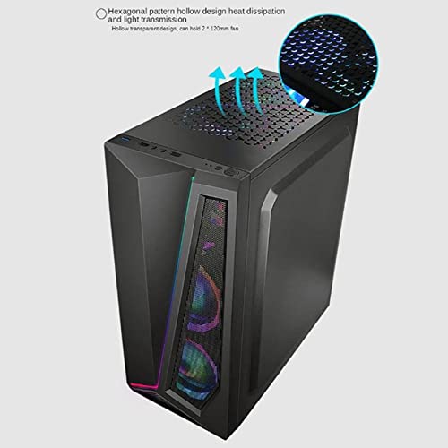 CuteLife Caja de Ordenador ATX Fanático De La Caja del Equipo Frente Refrigerado por Agua E/S Usb3.0 Penetración Lateral Templada Completa Ordenador Personal Caso para Estación de Trabajo para Juegos