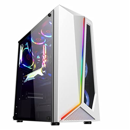 CuteLife Caja de Ordenador ATX Fanático De La Caja del Equipo Frente Refrigerado por Agua E/S Usb3.0 Penetración Lateral Templada Completa Ordenador Personal Caso para Estación de Trabajo para Juegos