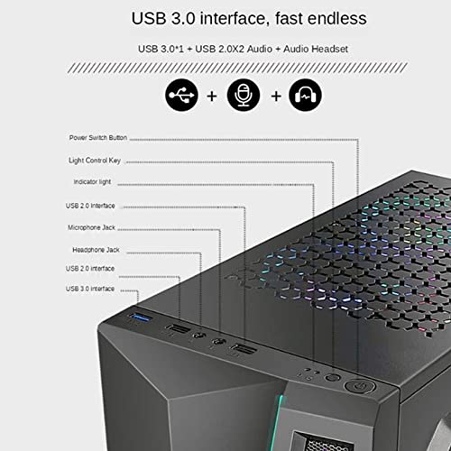 CuteLife Caja de Ordenador ATX Fanático De La Caja del Equipo Frente Refrigerado por Agua E/S Usb3.0 Penetración Lateral Templada Completa Ordenador Personal Caso para Estación de Trabajo para Juegos