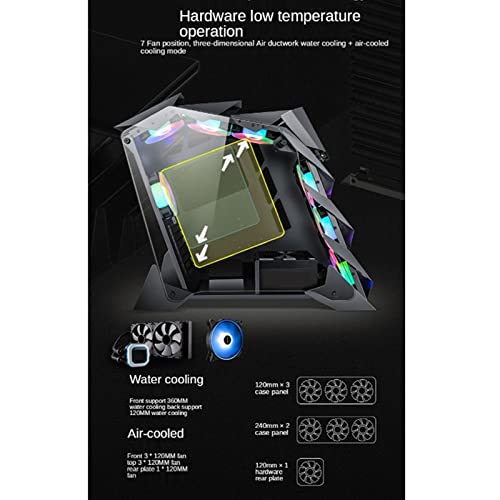 CuteLife Caja de Ordenador ATX Ventilador De La Caja De Juegos Frente Refrigerado por Agua E/S USB 3.0 Penetración Lateral Ordenador Personal Ganger para Estación de Trabajo para Juegos