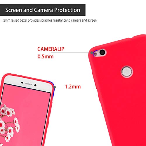 cuzz Funda para Huawei P8 Lite (2017)+{Protector de Pantalla de Vidrio Templado} Carcasa Silicona Suave Gel Rasguño y Resistente Teléfono Móvil Cover-Rojo
