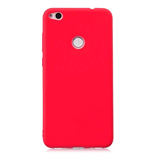 cuzz Funda para Huawei P8 Lite (2017)+{Protector de Pantalla de Vidrio Templado} Carcasa Silicona Suave Gel Rasguño y Resistente Teléfono Móvil Cover-Rojo