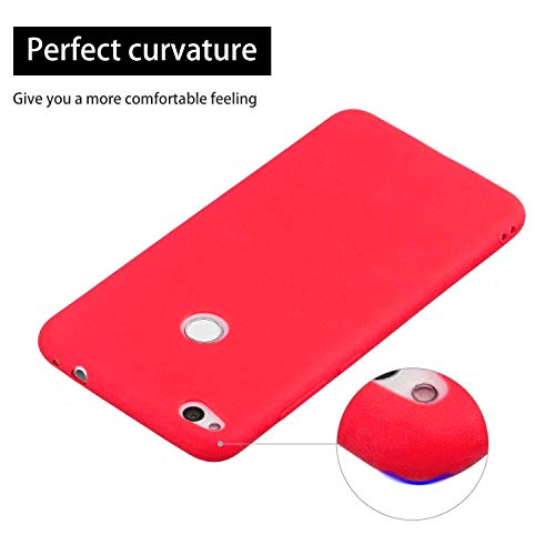cuzz Funda para Huawei P8 Lite (2017)+{Protector de Pantalla de Vidrio Templado} Carcasa Silicona Suave Gel Rasguño y Resistente Teléfono Móvil Cover-Rojo