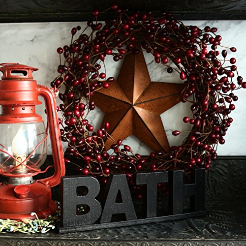 CVHOMEDECO. Signo de Palabras de Madera Vintage rústico Bath, Arte de decoración de Pared/Puerta de baño/hogar (Negro 1)