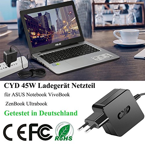 CYD 65W Netbook Cargador-Adaptador para ASUS AD883J20 AD883220 G1 G2 L3 L5 L8 S5 U3 U5 U6 W3 W7 Z3 Z7 Z9 RT-AC88U RT-AC87U RT-AC3200 RT-AC3100 Router R8500 100NAS Nighthawk X8 AC5300