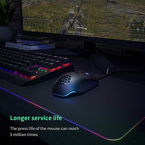 CYD C303 RGB Gaming Mouse para ordenador portátil, USB 3.0 con cable, ratón de diseño ergonómico para videojuegos, ratón programable, ratón de seguimiento y disparo con cable RGB