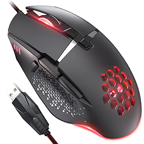 CYD C303 RGB Gaming Mouse para ordenador portátil, USB 3.0 con cable, ratón de diseño ergonómico para videojuegos, ratón programable, ratón de seguimiento y disparo con cable RGB