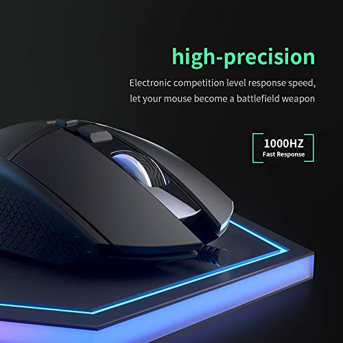 CYD C303 RGB Gaming Mouse para ordenador portátil, USB 3.0 con cable, ratón de diseño ergonómico para videojuegos, ratón programable, ratón de seguimiento y disparo con cable RGB