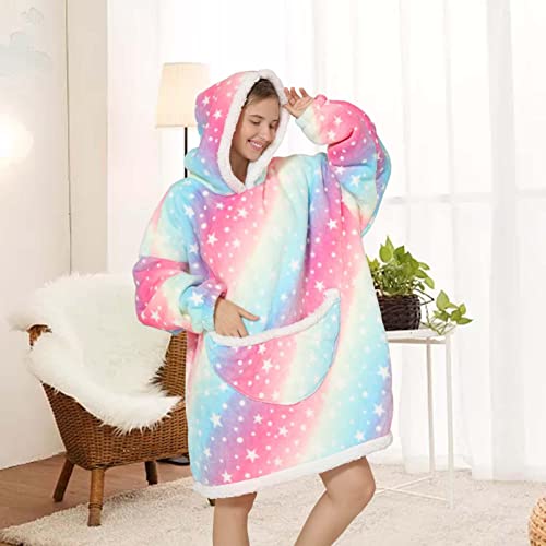 Cyhamse Sudadera con Capucha Sudadera, Manta usable con Bolsillo Gigante Manta con Capucha de Gran tamaño con Mangas Bolsillo Gigante para Invierno