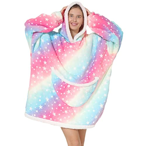 Cyhamse Sudadera con Capucha Sudadera, Manta usable con Bolsillo Gigante Manta con Capucha de Gran tamaño con Mangas Bolsillo Gigante para Invierno