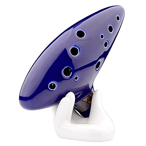 Czemo Ocarina Zelda 12 Agujeros Instrumento Cerámica Alto C + Soporte Blanco + Cuerda + Bolsa + Instrucciones