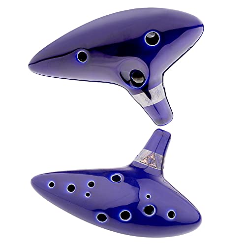 Czemo Ocarina Zelda 12 Agujeros Instrumento Cerámica Alto C + Soporte Blanco + Cuerda + Bolsa + Instrucciones