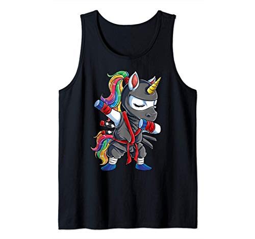 Dabbing Ninja Unicorn Funny Women Rainbow Martial Arts Gifts Camiseta sin Mangas