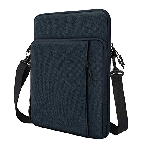 Dadanism Funda 12.9 Inch Bolsa Protectora de Poliéster Antigolpe con Manija de Mano y Bandolera, Cierre con Cremallera Compatible para iPad Pro 12.9", iPad 10.2", iPad Air 3 10.5", Tableta - Índigo