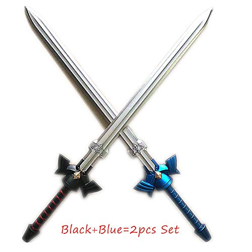 damdos Halloween Prop PU Espuma para Zelda Cosplay Espada Enlace Skysword Kirito Kirigaya Espada Regalos de Cumpleaños Negro+ Azul (2pcs/Sets)