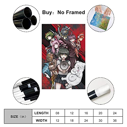 Danganronpa - Póster de anime japonés con diseño de personaje cuadrático, diseño de Danganronpa Ultra Despair Girls Anime Póster y arte de pared, diseño moderno para dormitorio familiar, 60 x 40 cm