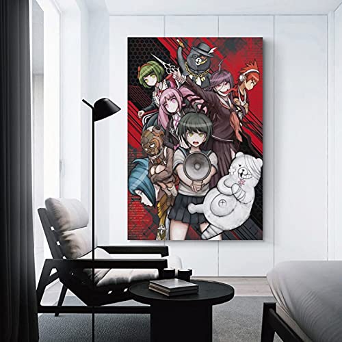 Danganronpa - Póster de anime japonés con diseño de personaje cuadrático, diseño de Danganronpa Ultra Despair Girls Anime Póster y arte de pared, diseño moderno para dormitorio familiar, 60 x 40 cm