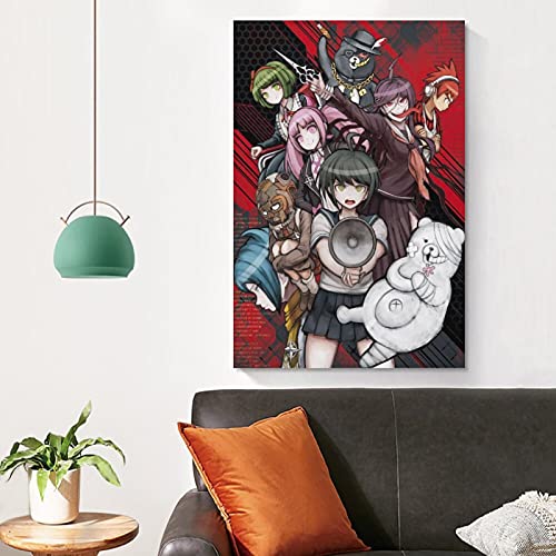 Danganronpa - Póster de anime japonés con diseño de personaje cuadrático, diseño de Danganronpa Ultra Despair Girls Anime Póster y arte de pared, diseño moderno para dormitorio familiar, 60 x 40 cm
