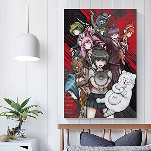 Danganronpa - Póster de anime japonés con diseño de personaje cuadrático, diseño de Danganronpa Ultra Despair Girls Anime Póster y arte de pared, diseño moderno para dormitorio familiar, 60 x 40 cm
