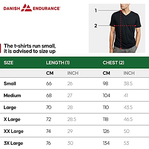 DANISH ENDURANCE Men's Organic T-Shirt, 2 Pack, Crew Neck and V-Neck (Cuello en Pico - Negro, L)