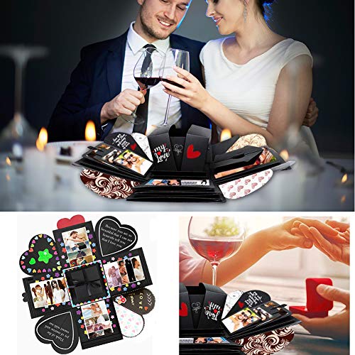 DASIAUTOEM Caja de Regalo Creative, Caja Fotos Regalo, Explosion Box, Caja Regalo Sorpresa DIY Álbum de Fotos Memory Scrapbooking Love Memory para Cumpleaños Boda Aniversario San Valentín Novia Regalo