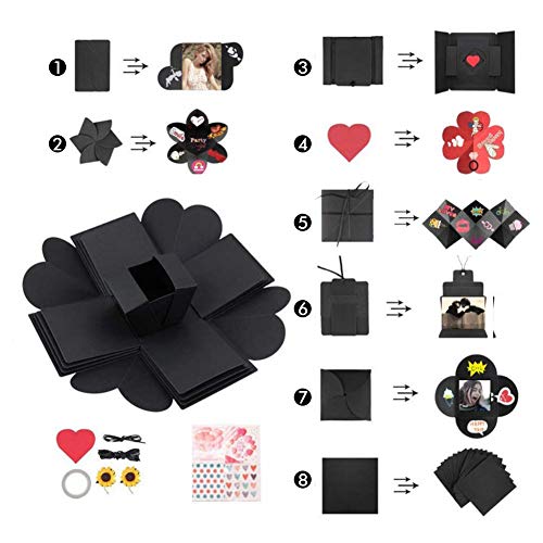 DASIAUTOEM Caja de Regalo Creative, Caja Fotos Regalo, Explosion Box, Caja Regalo Sorpresa DIY Álbum de Fotos Memory Scrapbooking Love Memory para Cumpleaños Boda Aniversario San Valentín Novia Regalo