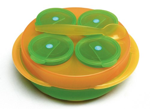 DBD Remond 210007 Babysnack - Juego de fiambreras para bebé con cuchara, color naranja y verde