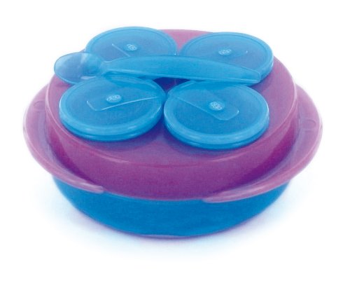 DBD Remond 210022 Babysnack - Set de 4 recipientes tamaño pequeño y cuchara, color morado/azul