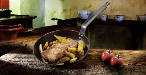 De Buyer - 5026.60 - Paellera viva españa con 2 asas rojas, de acero - 19 porciones