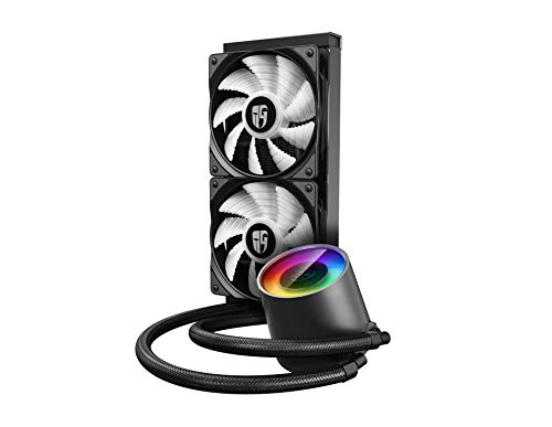 DEEP COOL Castle 240 RGB V2, Refrgeración Líquida de CPU, 2 * 120mm ARGB PWM Ventiladores Silenciosos,Controlador ARGB Manual Incluido, Garantía de 3 Años
