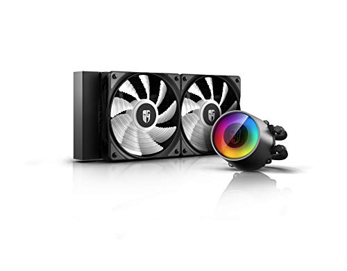 DEEP COOL Castle 240 RGB V2, Refrgeración Líquida de CPU, 2 * 120mm ARGB PWM Ventiladores Silenciosos,Controlador ARGB Manual Incluido, Garantía de 3 Años