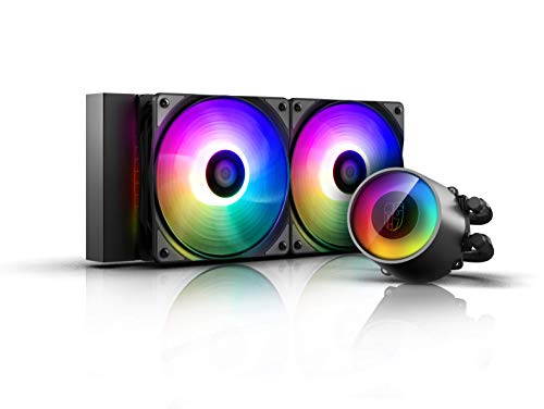 DEEP COOL Castle 240 RGB V2, Refrgeración Líquida de CPU, 2 * 120mm ARGB PWM Ventiladores Silenciosos,Controlador ARGB Manual Incluido, Garantía de 3 Años