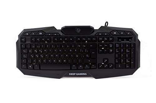 Deep Gaming X-Wing Setup Gaming 4 en 1: Teclado Membrana QWERTY con Ñ retroiluminado, ratón óptico LED 2400 dpi, Auriculares Gamer con micrófono, Alfombrilla Antideslizante. PC/Xbox One/PS4