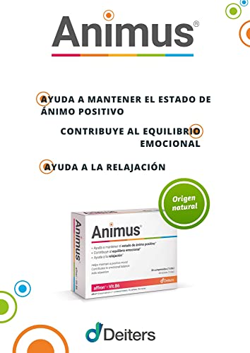 DEITERS - Animus Complemento Alimenticio, Pastillas para el Ánimo, Pastillas Naturales para la Ansiedad y Estrés, Complejo Vitamínico, con Vitamina B6, Multivitaminas, Ansiedad, 30 Comprimidos