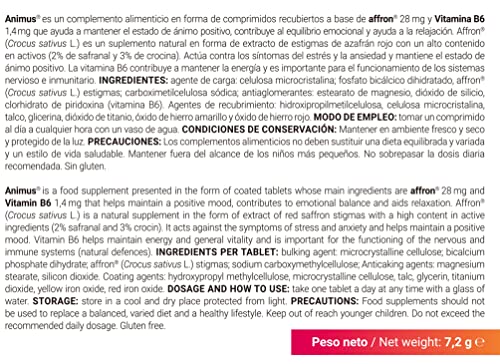 DEITERS - Animus Complemento Alimenticio, Pastillas para el Ánimo, Pastillas Naturales para la Ansiedad y Estrés, Complejo Vitamínico, con Vitamina B6, Multivitaminas, Ansiedad, 30 Comprimidos