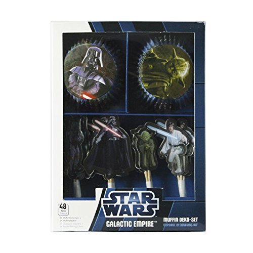 Dekoback 01-14-00508 - Decoración para Magdalenas, 48 Piezas, diseño de la Guerra de Las Galaxias, el Imperio galáctico