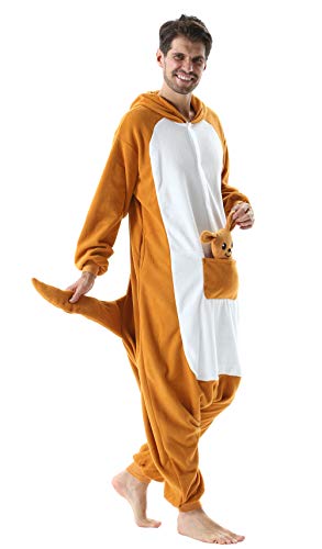 DELEY Disfraz Animal Adulto Enterizo de Pijamas Kangourou Disfraz Homewear Halloween Carnaval Ropa de Dormir con Capucha