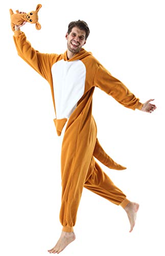 DELEY Disfraz Animal Adulto Enterizo de Pijamas Kangourou Disfraz Homewear Halloween Carnaval Ropa de Dormir con Capucha