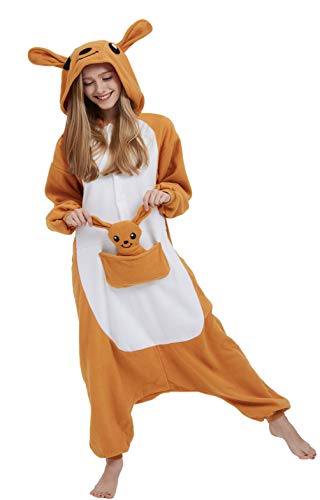 DELEY Disfraz Animal Adulto Enterizo de Pijamas Kangourou Disfraz Homewear Halloween Carnaval Ropa de Dormir con Capucha