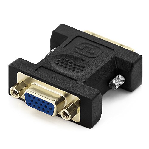 deleyCON Adaptador VGA a DVI-I - Hembra VGA a Macho DVI-I - para Monitor PC Proyector de Video Tarjeta Gráfica - Negro