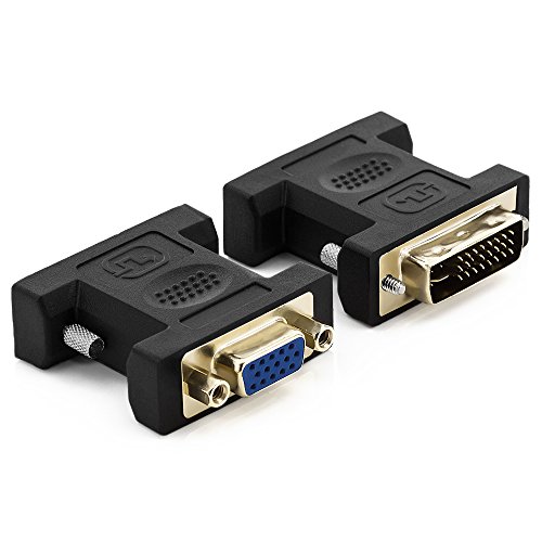 deleyCON Adaptador VGA a DVI-I - Hembra VGA a Macho DVI-I - para Monitor PC Proyector de Video Tarjeta Gráfica - Negro