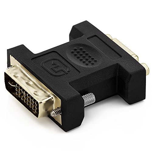 deleyCON Adaptador VGA a DVI-I - Hembra VGA a Macho DVI-I - para Monitor PC Proyector de Video Tarjeta Gráfica - Negro